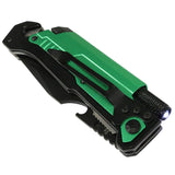 Defender-Xtreme 8.5" Multi Function Folding Knife Green Color Handle
