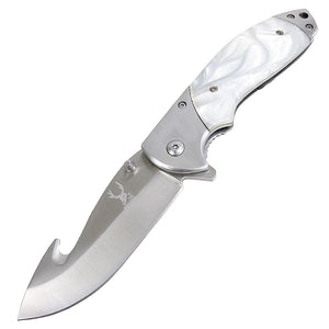 TheBoneEdge 8.5" Spring Assisted Folding Knife Mother Pearl Handle With Belt Clip