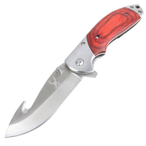 TheBoneEdge 8.5" Spring Assisted Folding Knife Red Wood Handle With Belt Clip