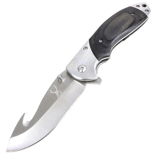 TheBoneEdge 8.5" Spring Assisted Folding Knife Black Wood Handle With Belt Clip
