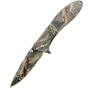 Hunt-Down All Camo 7" Spring Assisted Folding Knife Stainless 3CR13 Steel