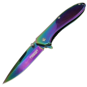 Hunt-Down Rainbow 7" Spring Assisted Folding Knife Stainless 3CR13 Steel