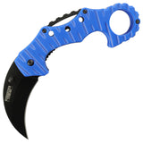Defender-Xtreme Blue Spring Assisted Folding Karambit Knife 3CR13 Steel