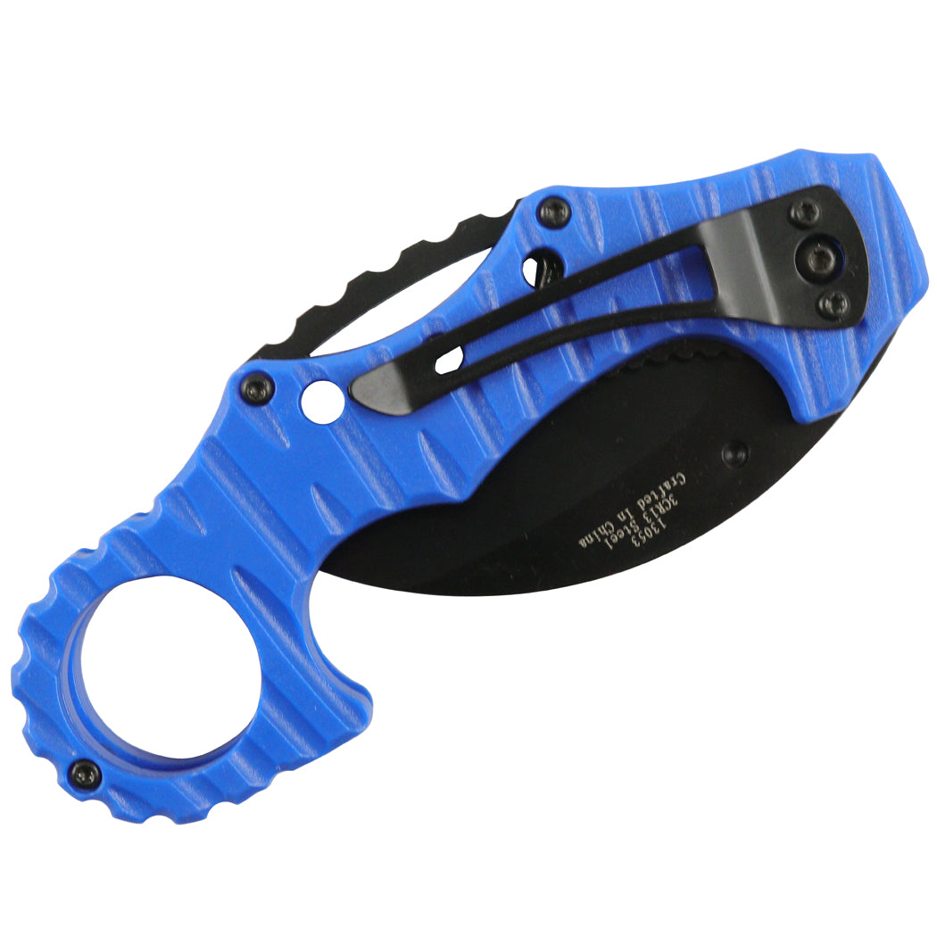 Defender-Xtreme Blue Spring Assisted Folding Karambit Knife 3CR13 Steel