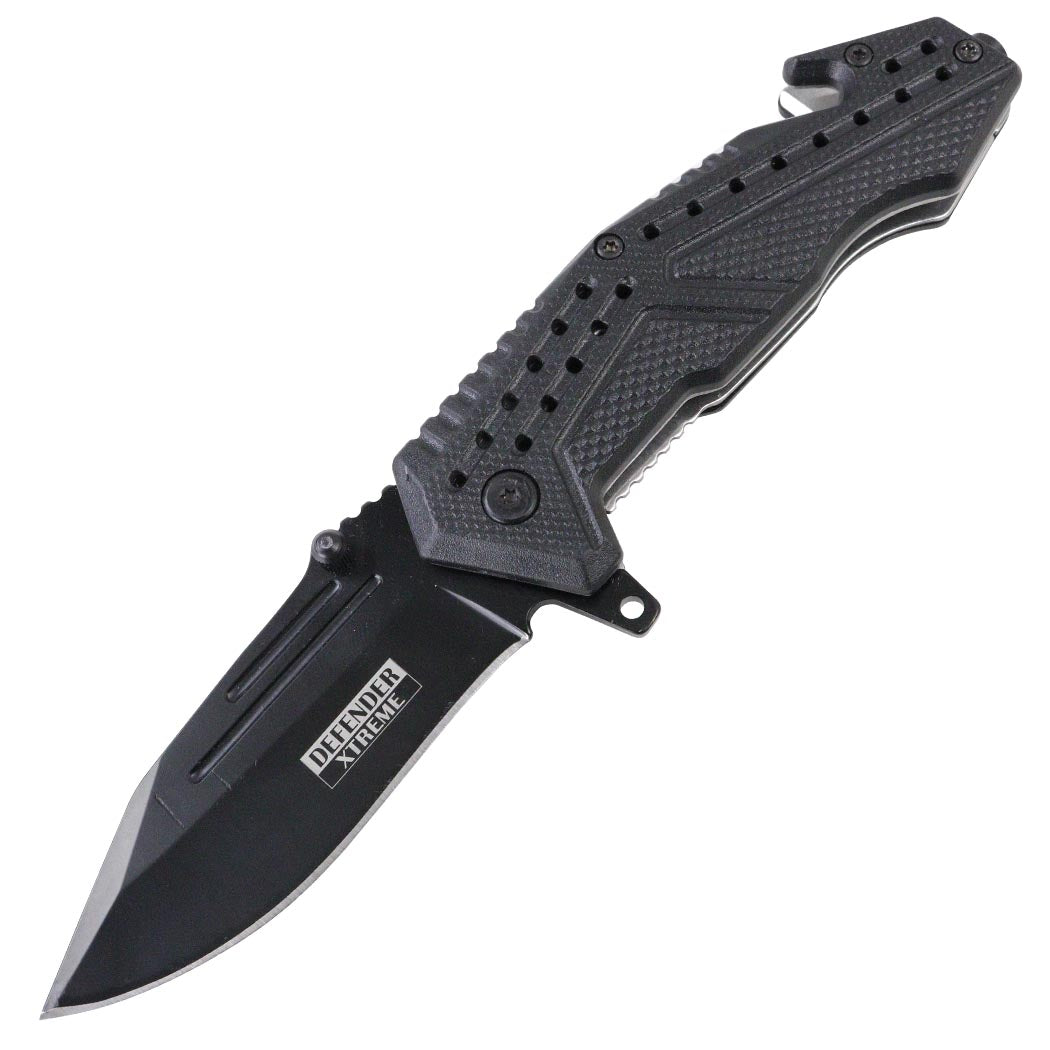 Defender-Xtreme 6.5" Spring Assisted Knives With Belt Clip & Glass Breaker