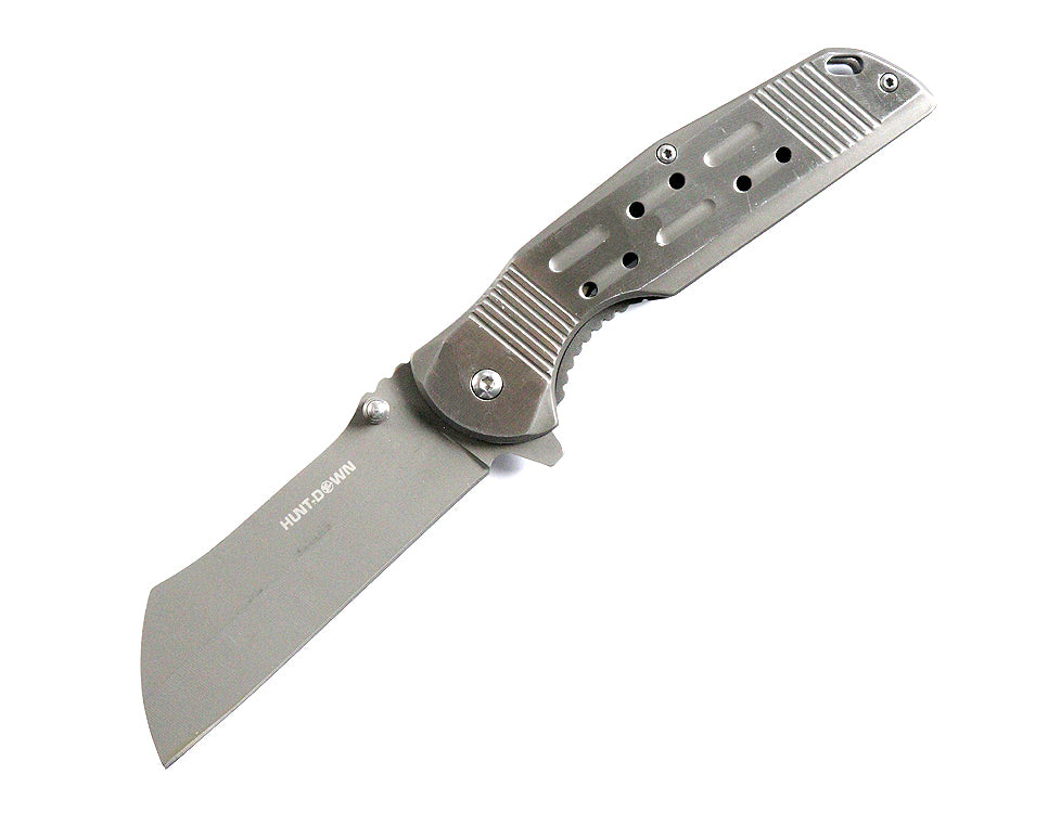 Hunt Down 8.75" Gun Metal Razor Style Blade 3CR13 Spring Assisted  Folding Knife