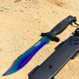 Defender Xtreme Rainbow 12" Hunting Knife with Sheath Stainless 3CR13 Steel Knife