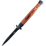 Defender-Xtreme 11" Spring Assisted Thin Blade Knives Brown & Black W/ Belt Clip