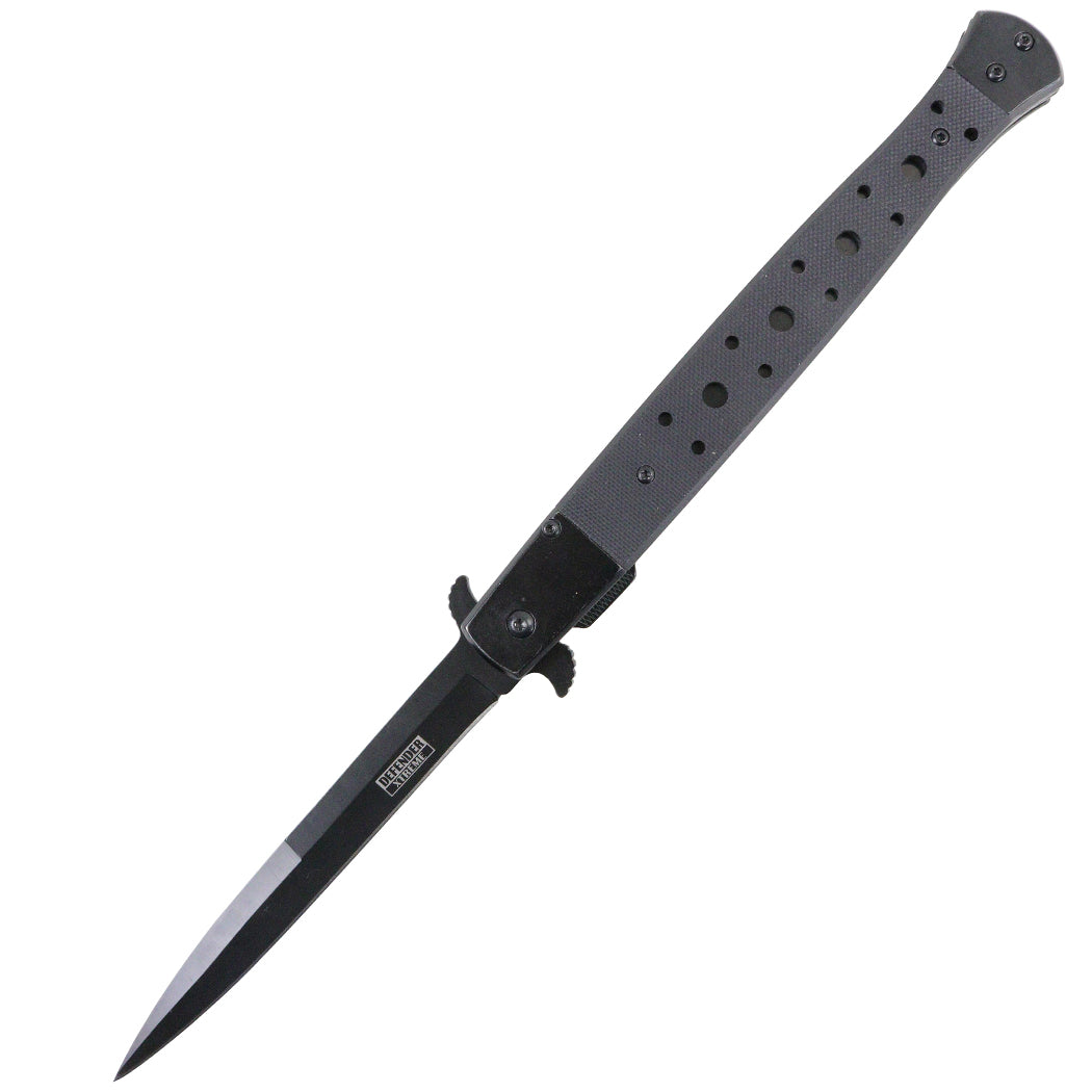 Defender-Xtreme 11" Spring Assisted Thin Blade Knives Brown & Black W/ Belt Clip