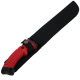 Defender-Xtreme All Red & Black 15.5" Stainless Steel Machete Serrated Blade