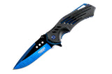 Defender Xtreme Blue 8.75"  Spring Assisted Tactical Folding Knife 3CR13 Steel