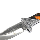 TheBoneEdge Hunter Blade Engraved Design Marble 9" Folding Knife 3CR13 Steel