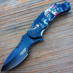Defender-Xtreme 8.5" War Chief Spring Assisted Folding Knife With Belt Clip