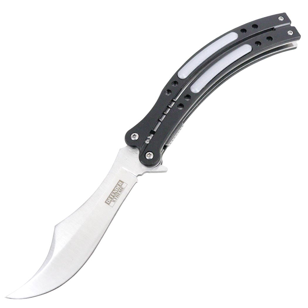 Defender-Xtreme 9.5" Spring Assisted Folding Knife Silver Handle Stainless Steel