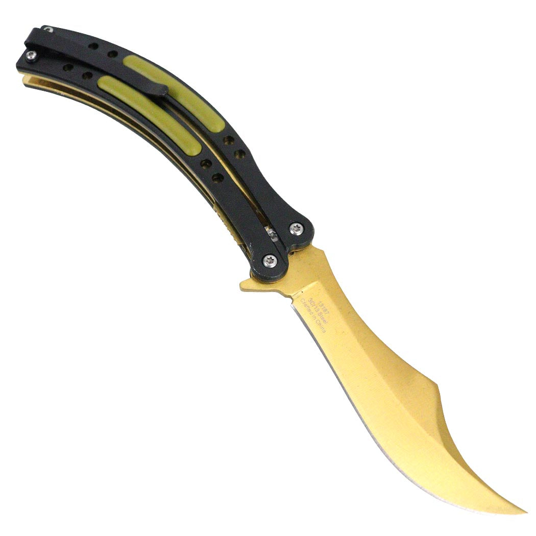 Defender-Xtreme 9.5" Spring Assisted Folding Knife Stainless Steel Golden Blade