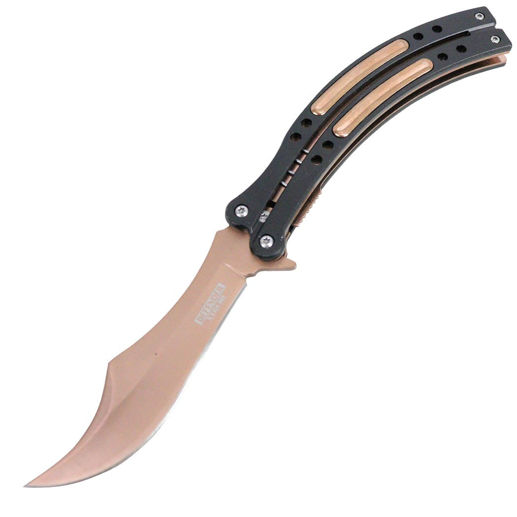 Defender-Xtreme 9.5" Spring Assisted Folding Knife Stainless Bronze Color Blade