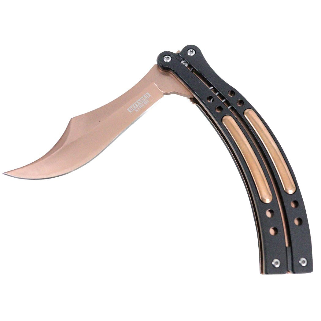 Defender-Xtreme 9.5" Spring Assisted Folding Knife Stainless Bronze Color Blade