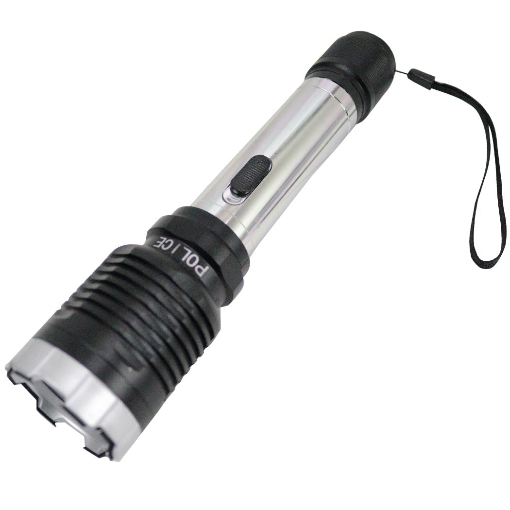 Defender Silver Black Trim Tactical 10 Million Flashlight Style LED Stun Gun