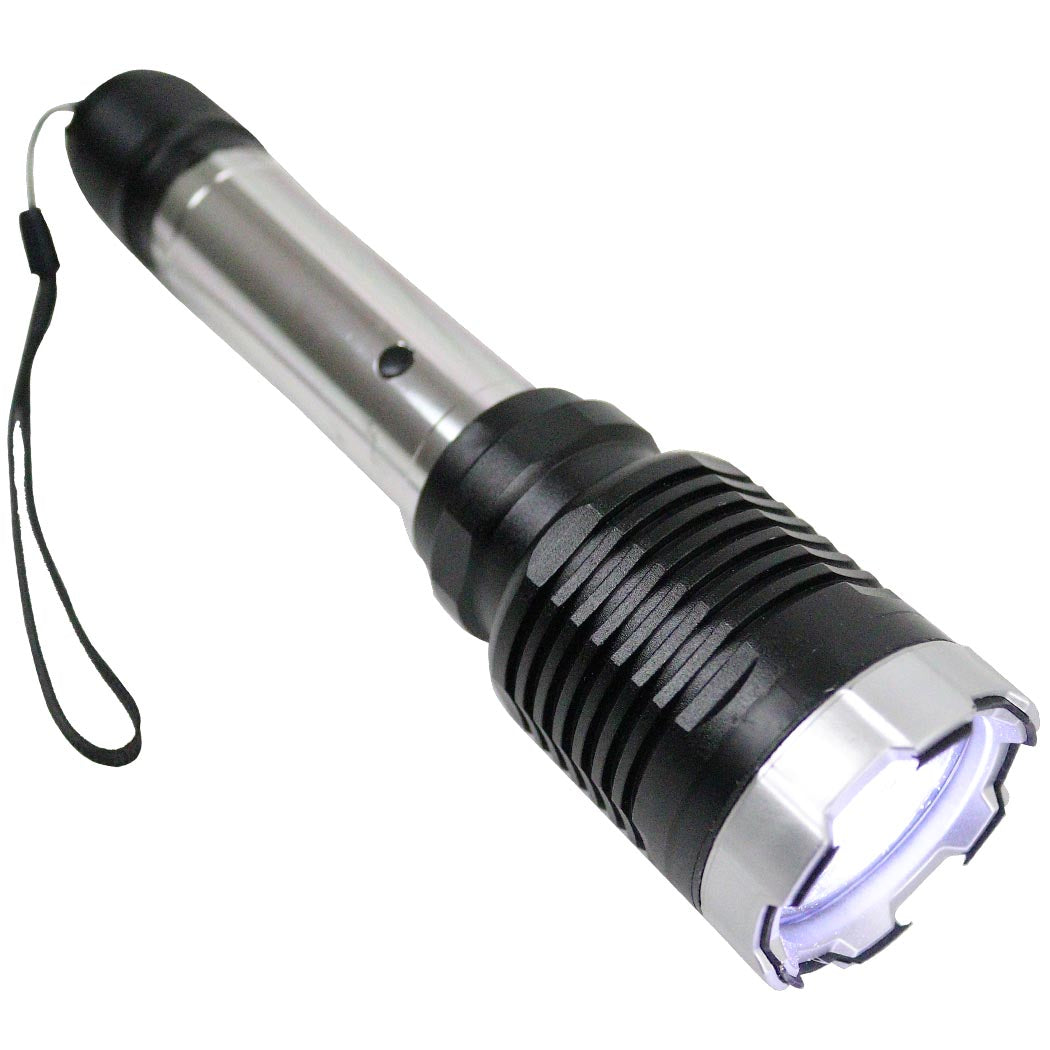 Defender Silver Black Trim Tactical 10 Million Flashlight Style LED Stun Gun