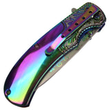 TheBoneEdge 8.5" Titanium Coated Packawood Handle Spring Assisted Folding Knife