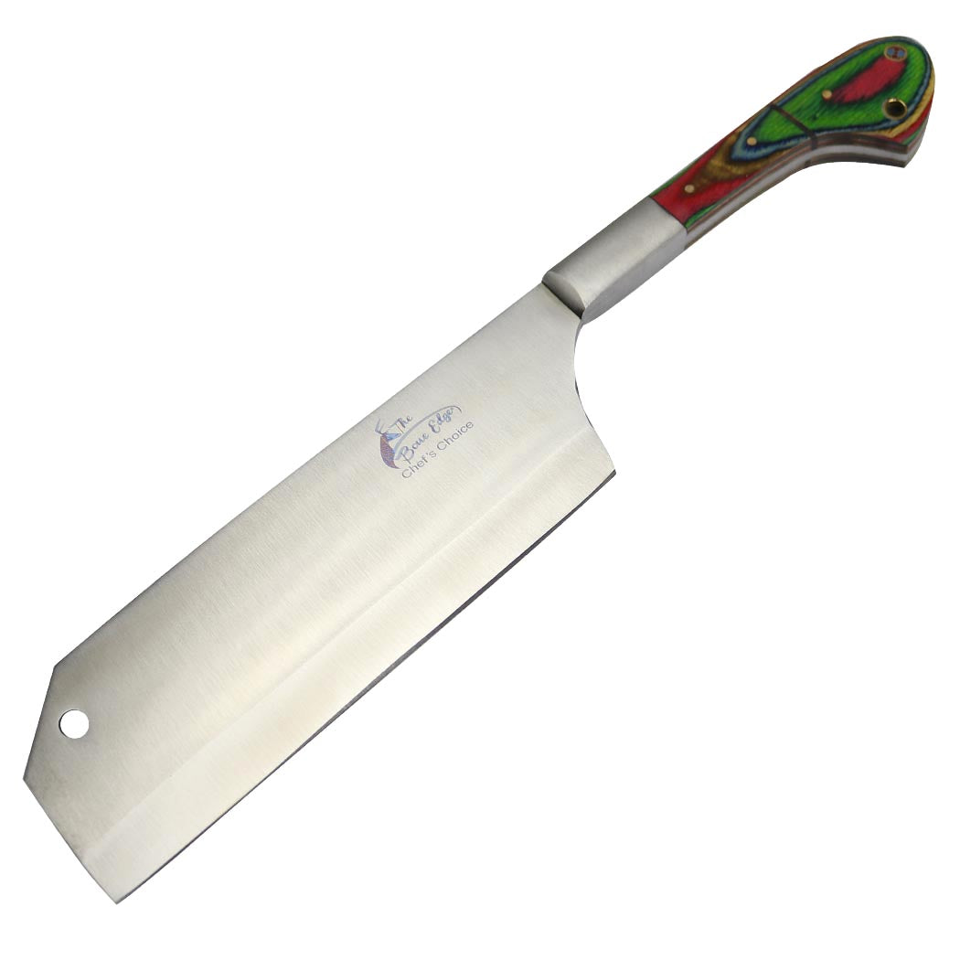 TheBoneEdge 12" Chef Kitchen Cleaver Multi Color PackaWood Handle Knife Stainless Steel