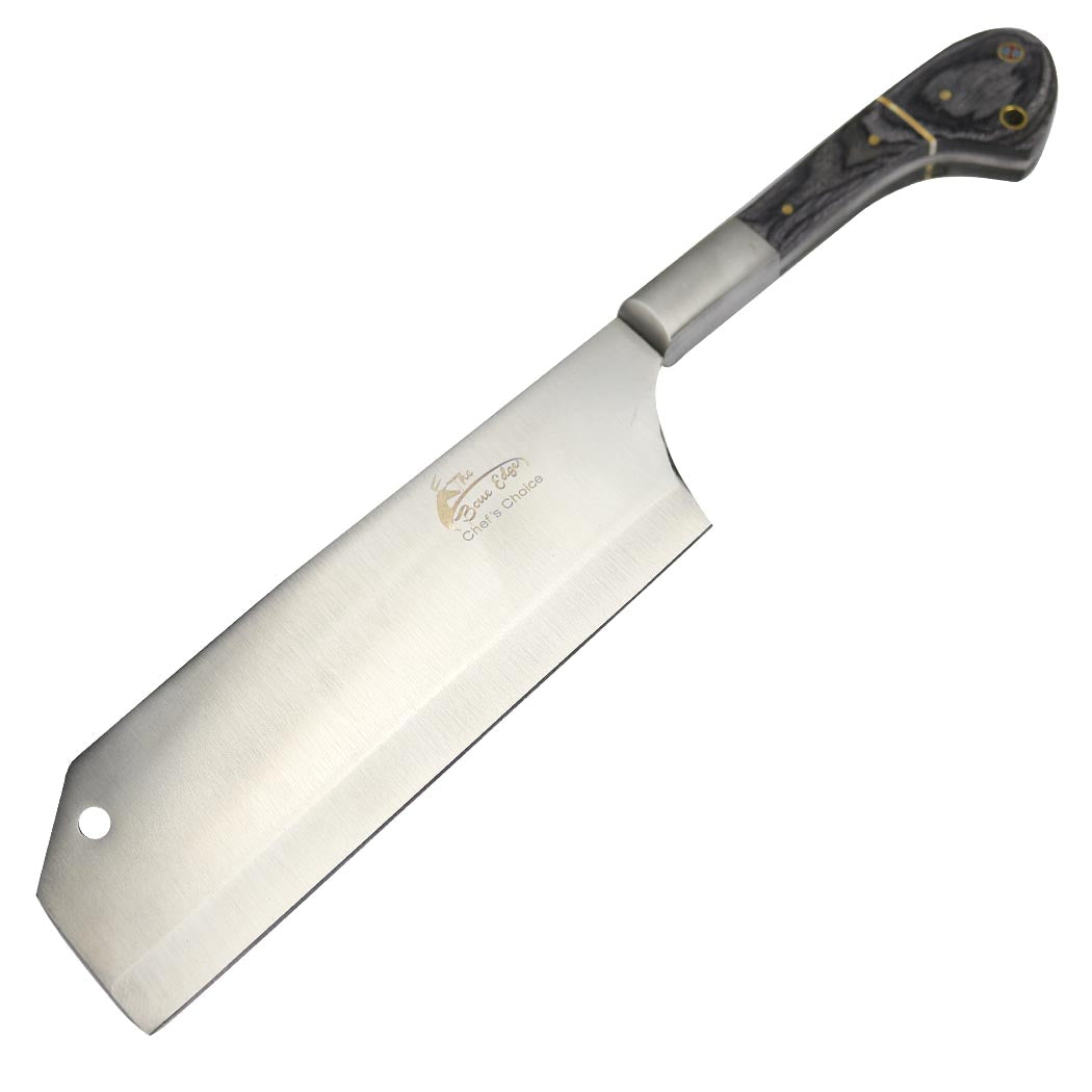 TheBoneEdge 12" Chef Kitchen Cleaver Knife Black Packawood Handle Stainless Steel