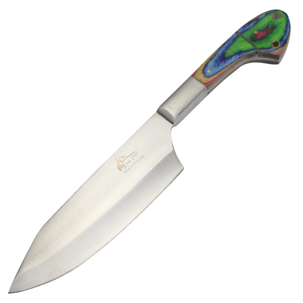 TheBoneEdge 11" Chef Kitchen Knife Multi Color Packawood Handle Stainless Steel Full Tang