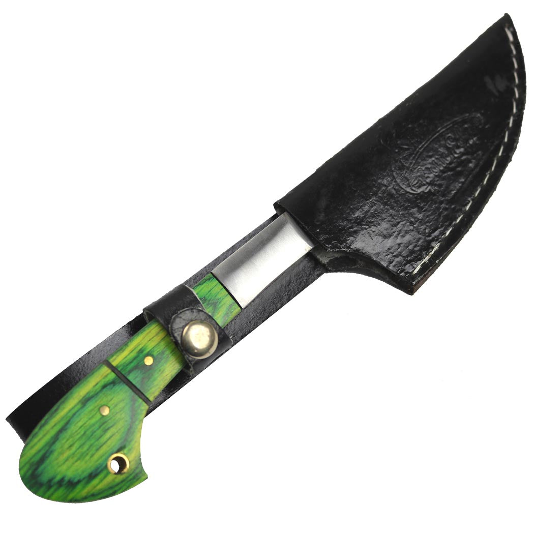 TheBoneEdge 9" Chef's Kitchen Knife Green Packawood Handle Stainless Steel Blade