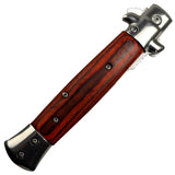 Defender-Xtreme 9" Spring Assisted Folding Knife PackaWood Handle Steel Blade