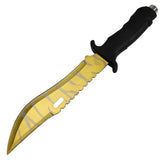 Defender-Xtreme 13" Gold Coating Tiger Texture Blade Hunting Knife Stainless Steel