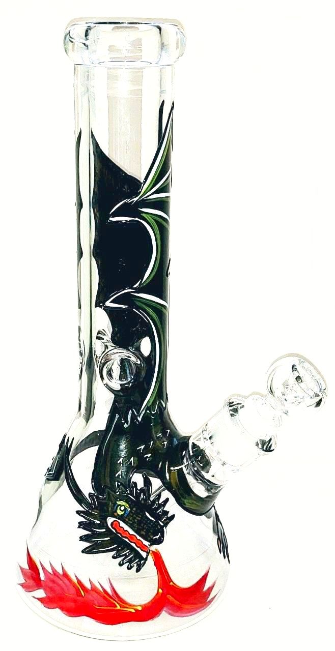 13" Clear Painted Dragon Beaker Waterpipe