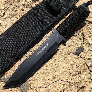11" Black Tanto Knife with Sheath