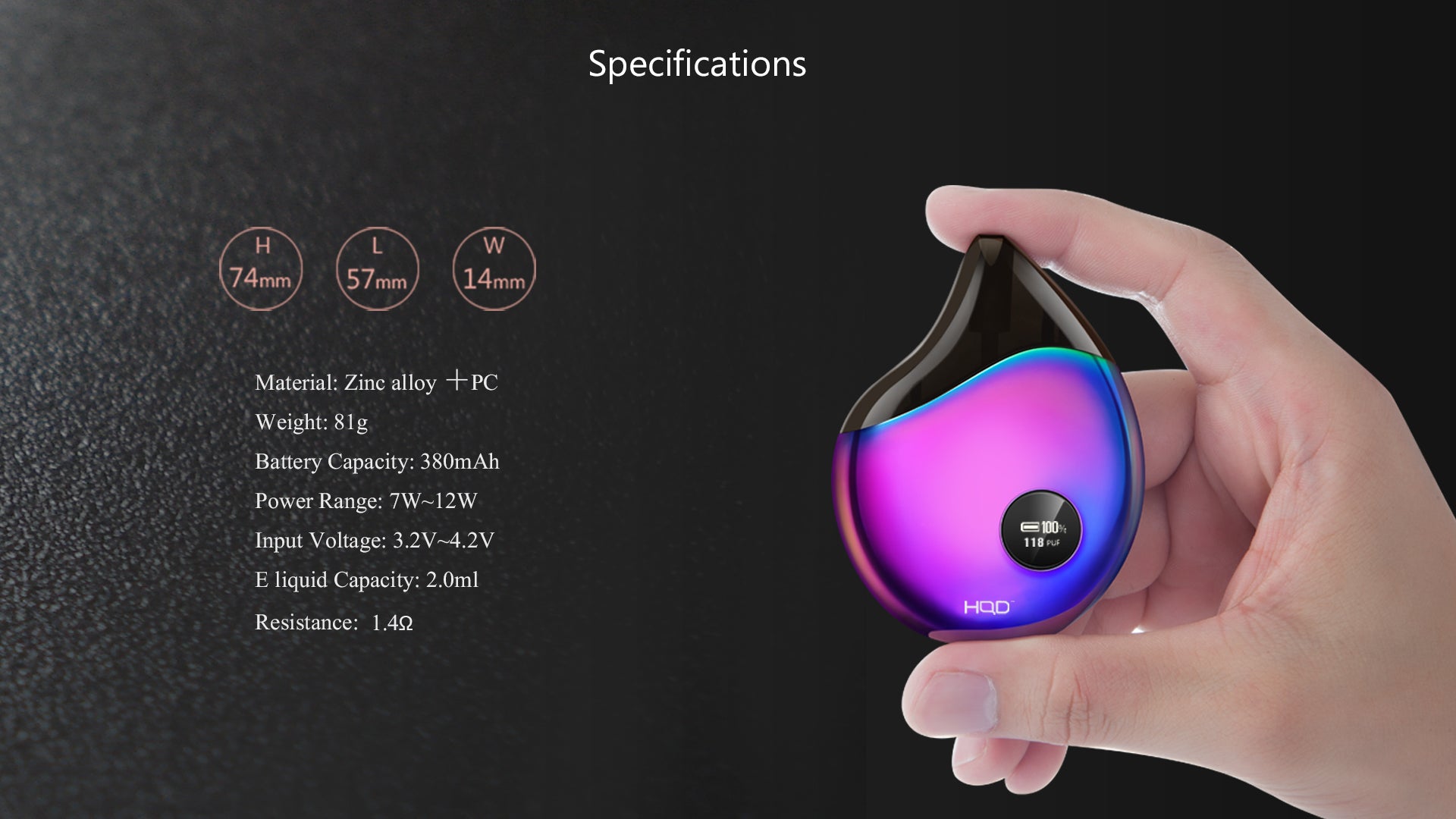 HQD Comma Kit All-in-one Pod System Vaporizer