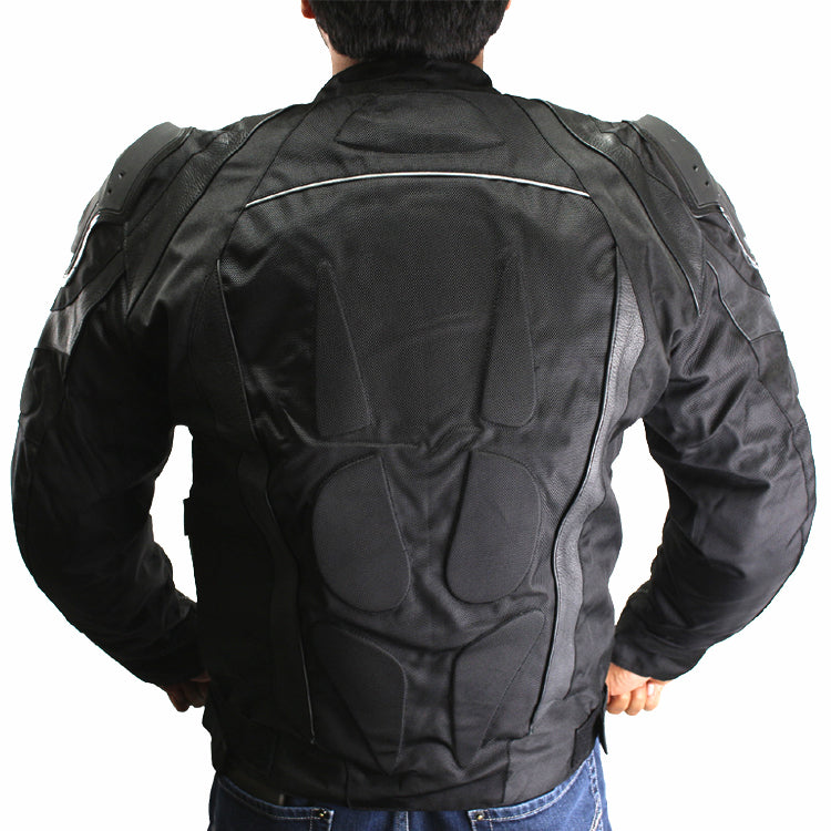 Perrini Mens Black Motorcycle Riding Armor Biker Racing Motorbike Cordura Jacket