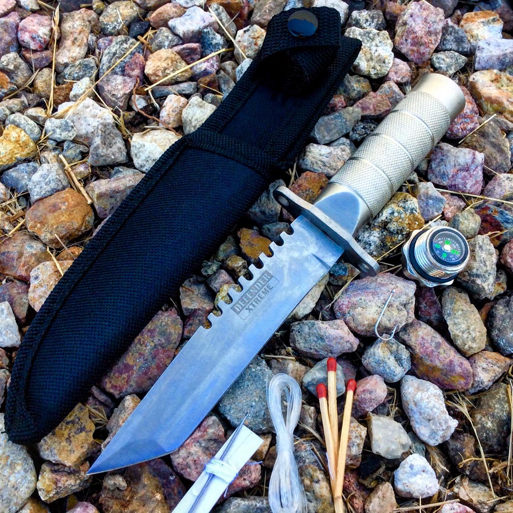 8.5" Stainless Steel Survival Knife with Sheath Heavy Duty