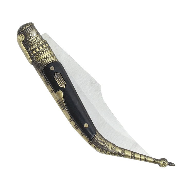 9" Black and Gold Handle Thin Toothpick Folding Knife