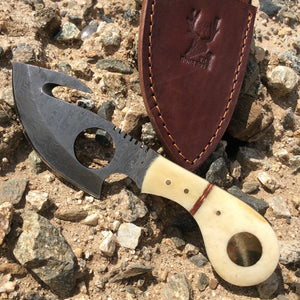 7" Skinner Knife Bone Handle Hunting Knife with Hook Sharp