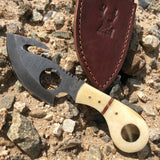 7" Skinner Knife Bone Handle Hunting Knife with Hook Sharp