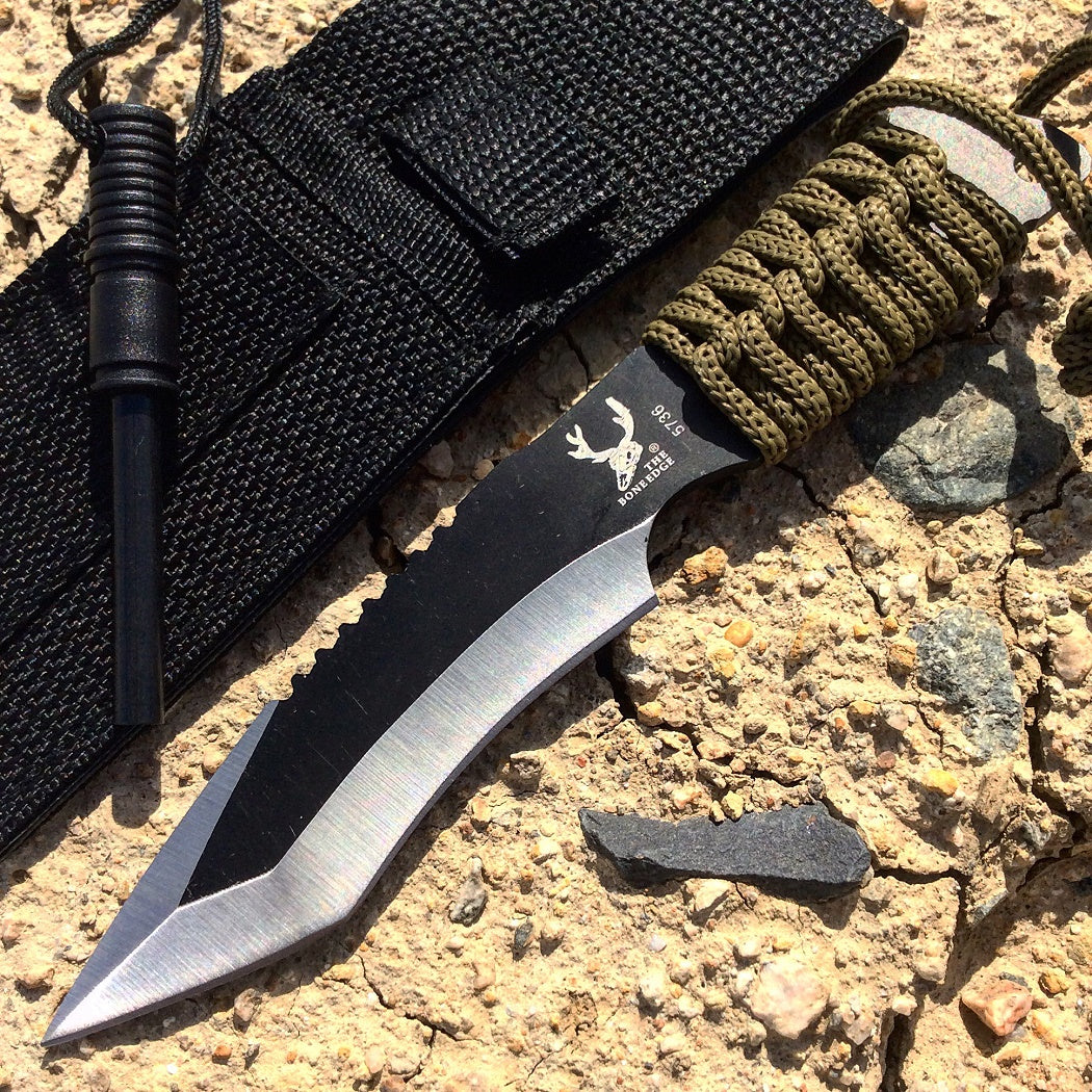 7"  Hunting Knife Carbon Steel Blade String Wrapped Handle