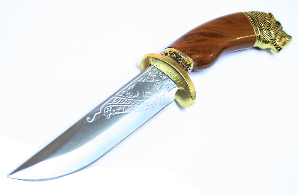 11" Dagger with Sheath Gold Color & Wolf Design