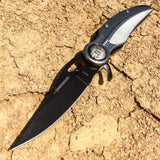 8" Gray And Black  Spring Assisted Knife With Belt Clip
