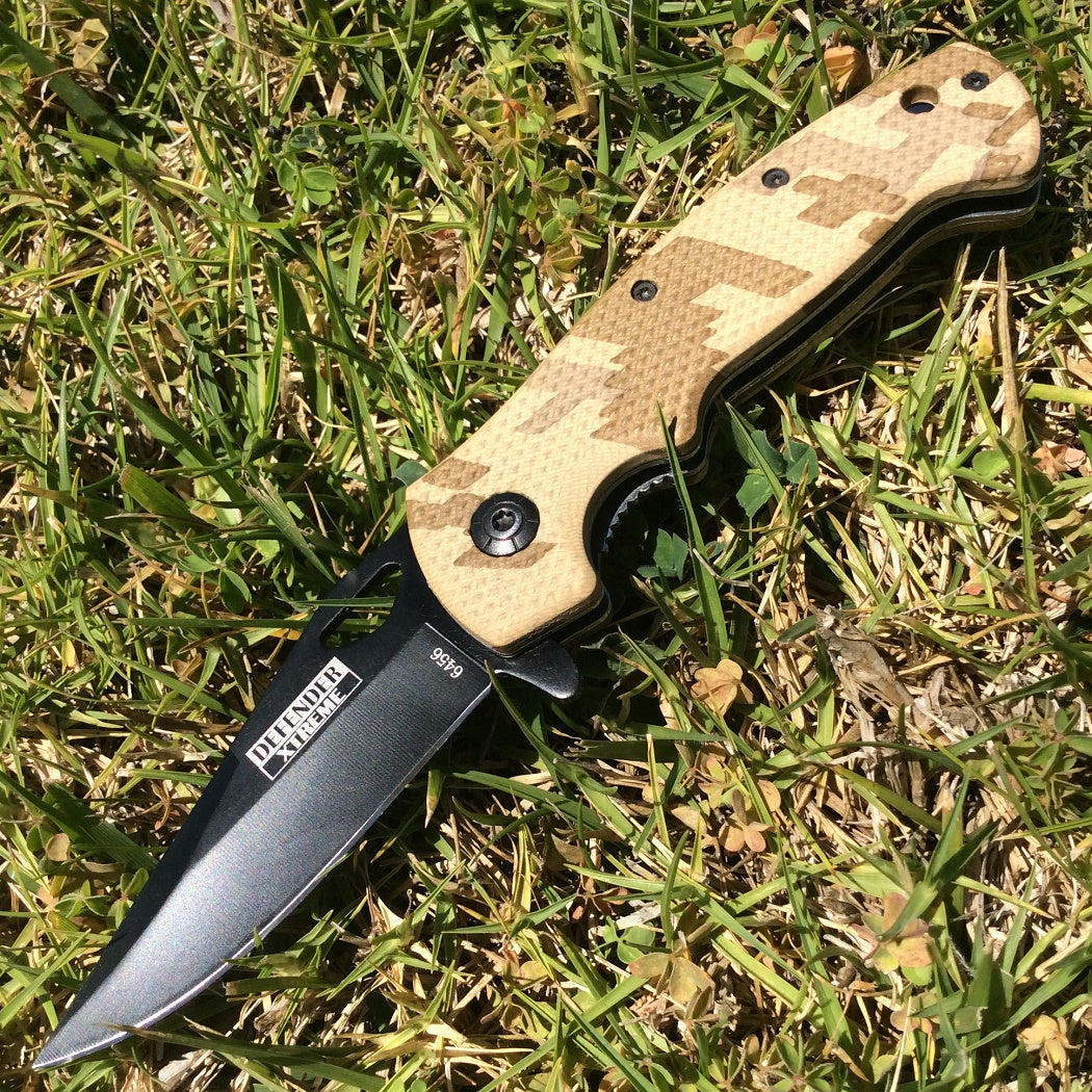 7.5" Mini Folding Spring Assisted Knife Brown Handle With Clip