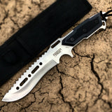 12" Full Tang Silver Combat Ready Hunting Knife With Sheath