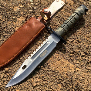 13" Green Woodland camo Bayonet Hunting Knife with Sheath