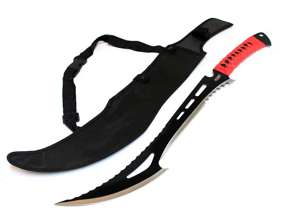 24" Full Tang Hunting Sword With Red Handle & Sheath