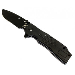 9" The Bone Edge Collection Black Spring Assisted Folding Knife with Belt Clip