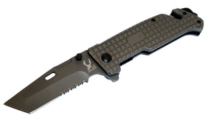 8.5" The Bone Edge Collection Grey Folding Knife with Belt Clip