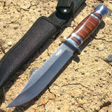 10" Silver Stainless Steel Hunting Knife Wood Handle with Sheath