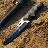 9" Two Tone Blade Full Tang Hunting Knife G10 Handle with Sheath