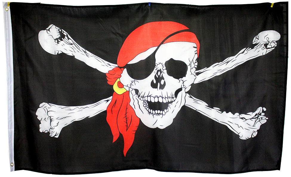 3'x5' Super Polyester Red Bandana Pirate Flag indoor Outdoor